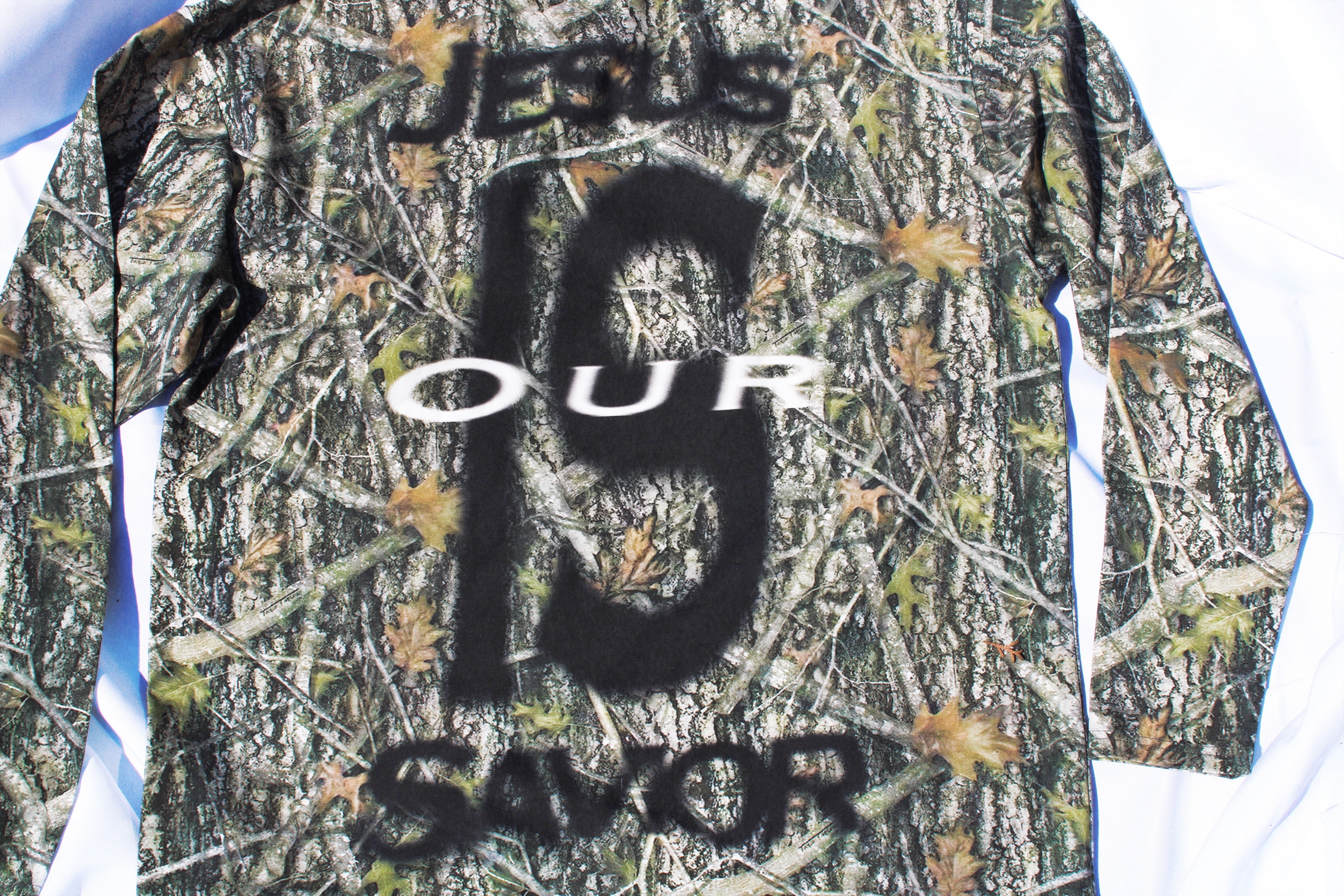 "Jesus is Our Savior" Camo Long Sleeve