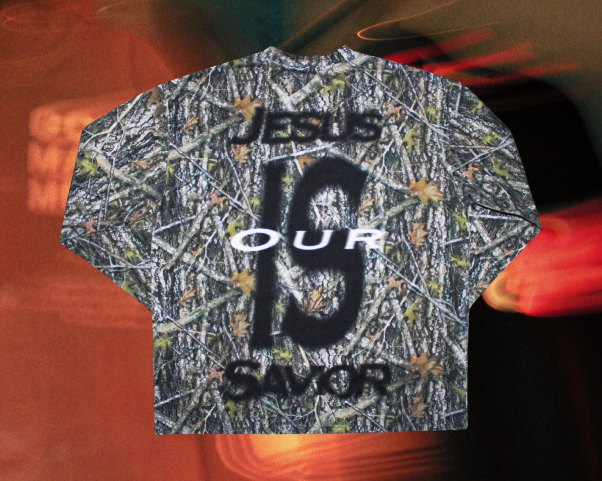 "Jesus is Our Savior" Camo Long Sleeve